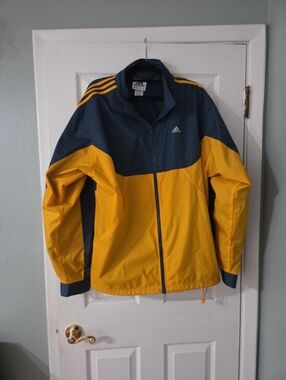 adidas Yellow and Navy Blue Men's Windbreaker Jacket